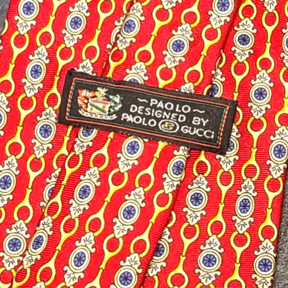 Paolo Gucci Red and Gold Gem Bit 100% Italian Silk